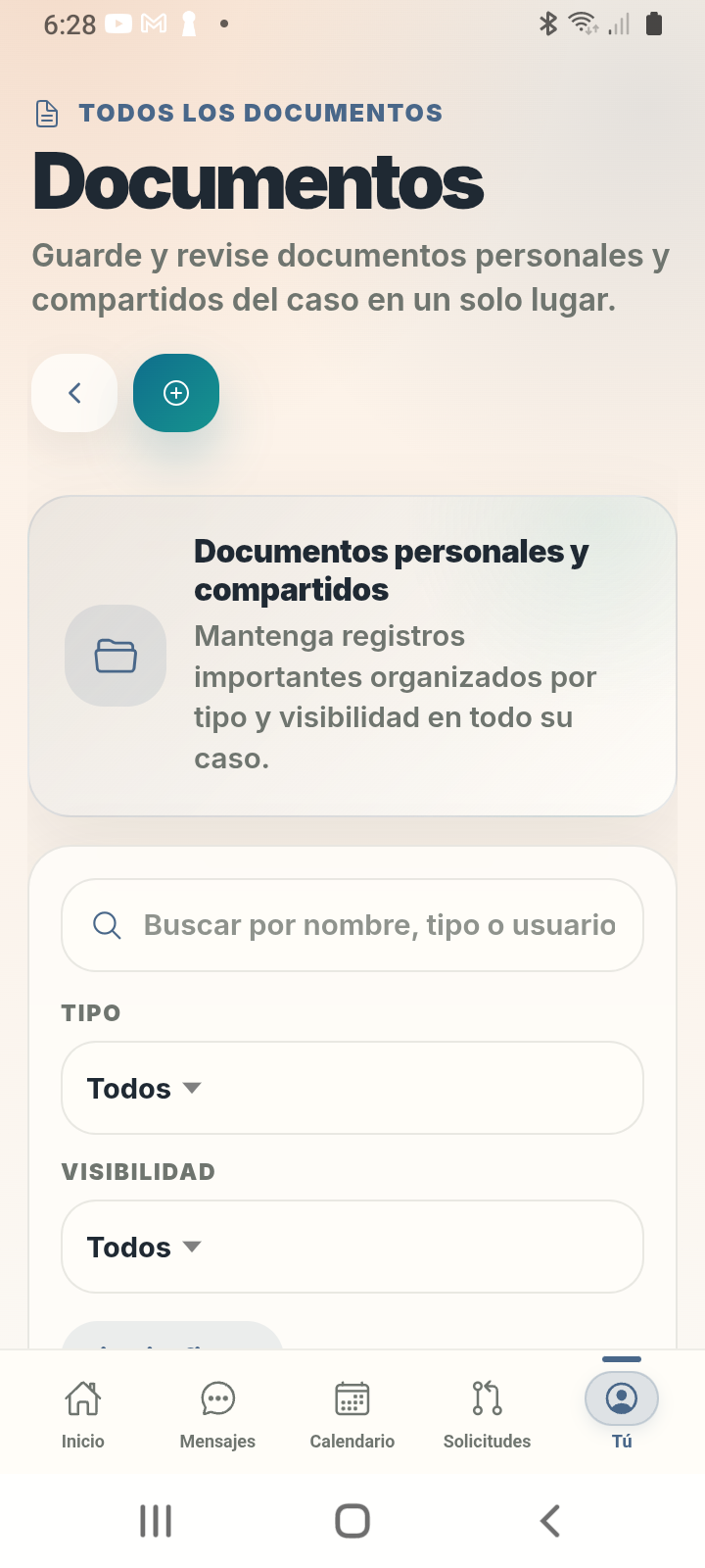 Pantalla de documentos de Zuko