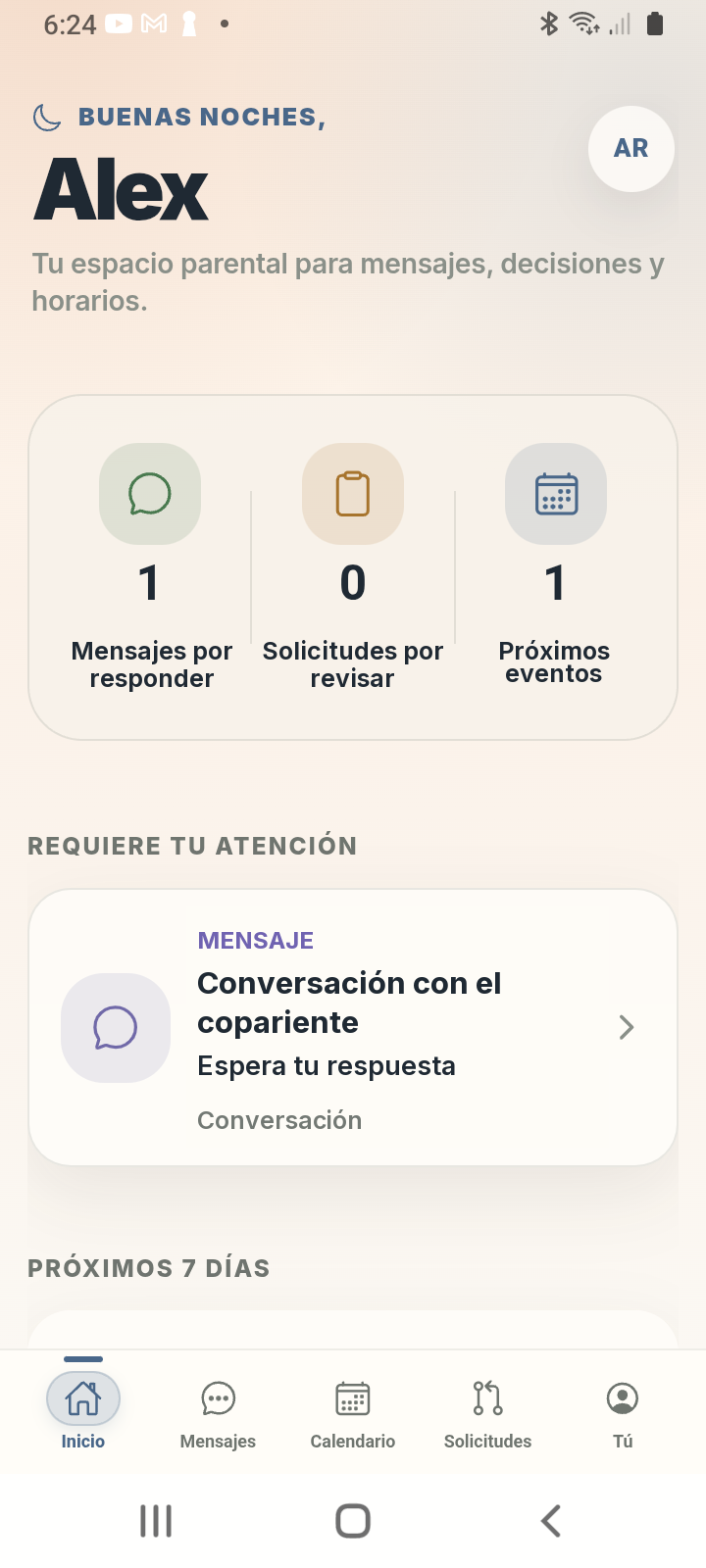 Pantalla de inicio de Zuko