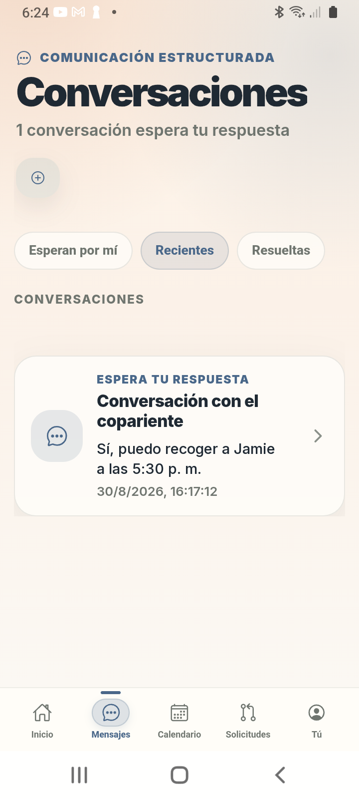 Pantalla de conversaciones estructuradas de Zuko