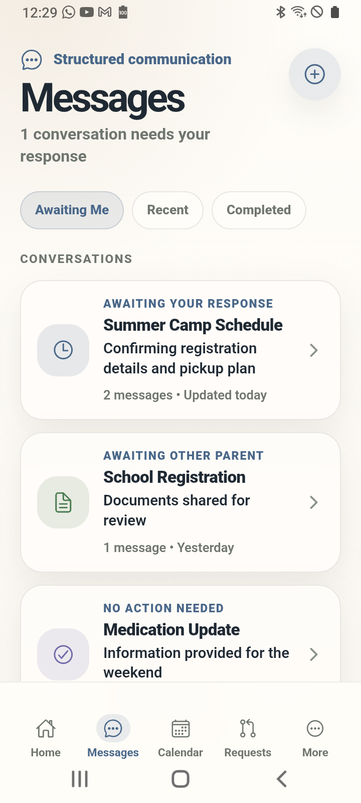 Zuko messages screen